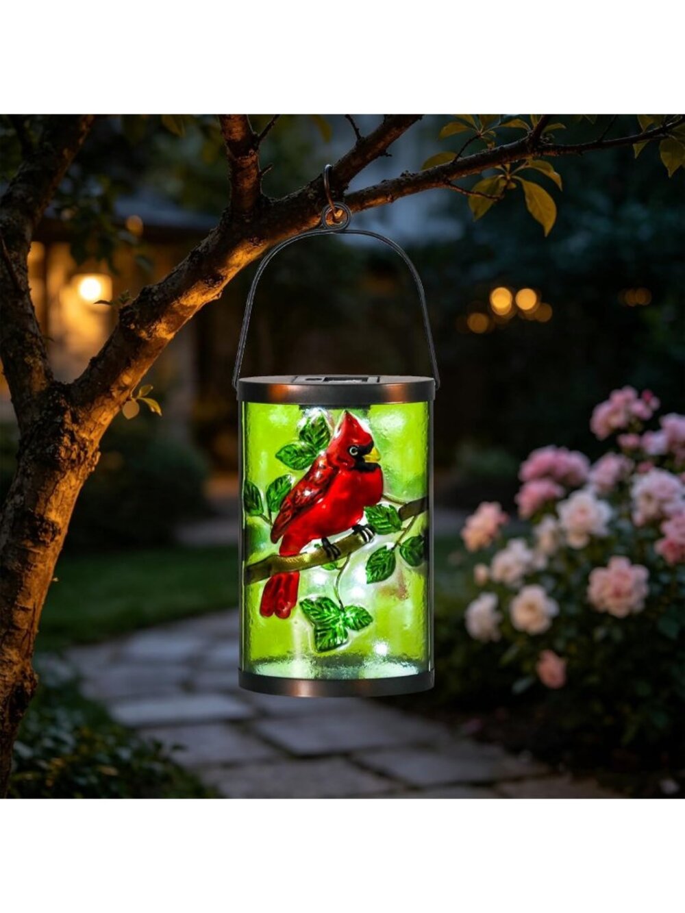 Waterproof LED Solar Lantern - Decorative Hanging Cardinal Lights for Patio